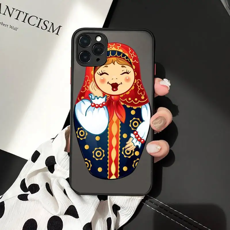 

Russian Dolls Pattern Matryoshka Phone Cases matte transparent For iphone 7 8 11 12 plus mini x xs xr pro max cover