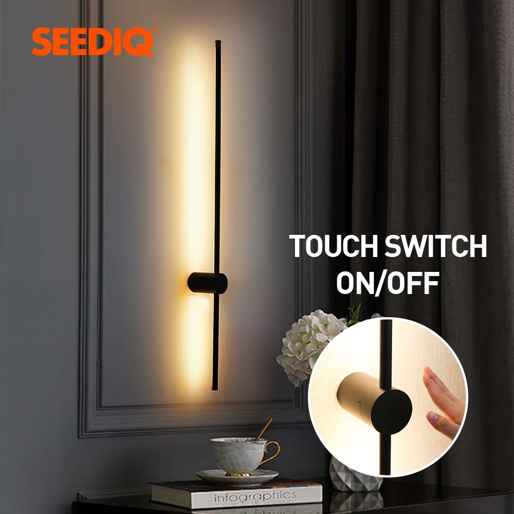 Led Indoor Wall Lamp Touch Switch Wall Sconce Lighting Fixture Bedroom Living Room Sofa Background Decor Wall Light For Home