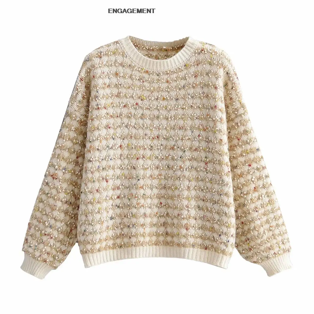 

ENGAGEMENT za 2021 female Jacquard color thread long-sleeved pullover sweater autumn women loose top