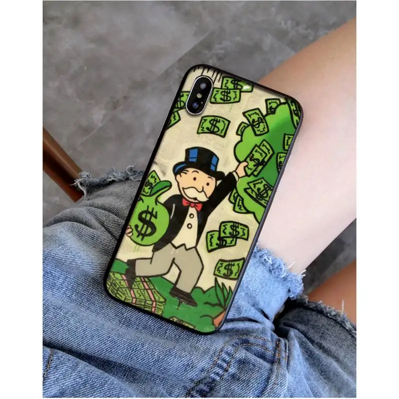 

YNDFCNB Dollar Alec Monopoly Coque Phone Case for iphone 11 12 Mini Pro Max X XS MAX 6 6s 7 8 Plus 5 5S 5SE XR SE2020