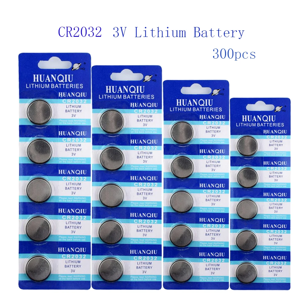 

300 шт. CR2032 кнопочные батареи BR2032 ECR2032 DL2032, монетная литиевая батарея 3 в CR 2032 для часов, электронных игрушек, пультов дистанционного управлени...