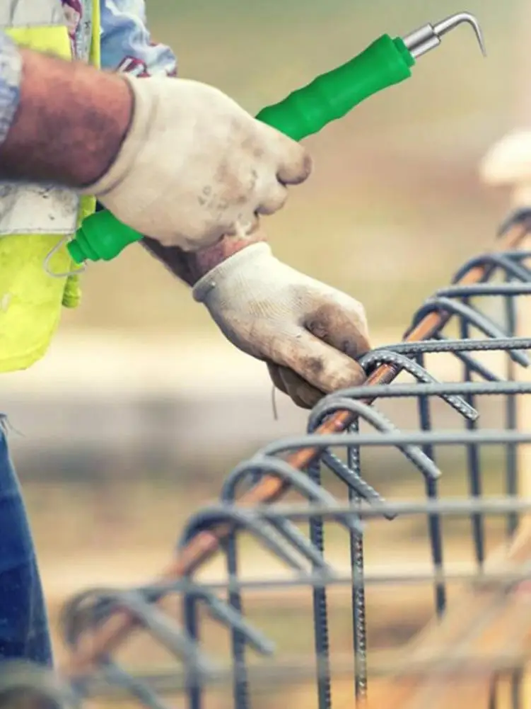 

2PCS Rebar Tie Wire Twister Hook Automatic Concrete Metal Wire Twisting Fence Pull Tie Tool Curved and Straight Hooks