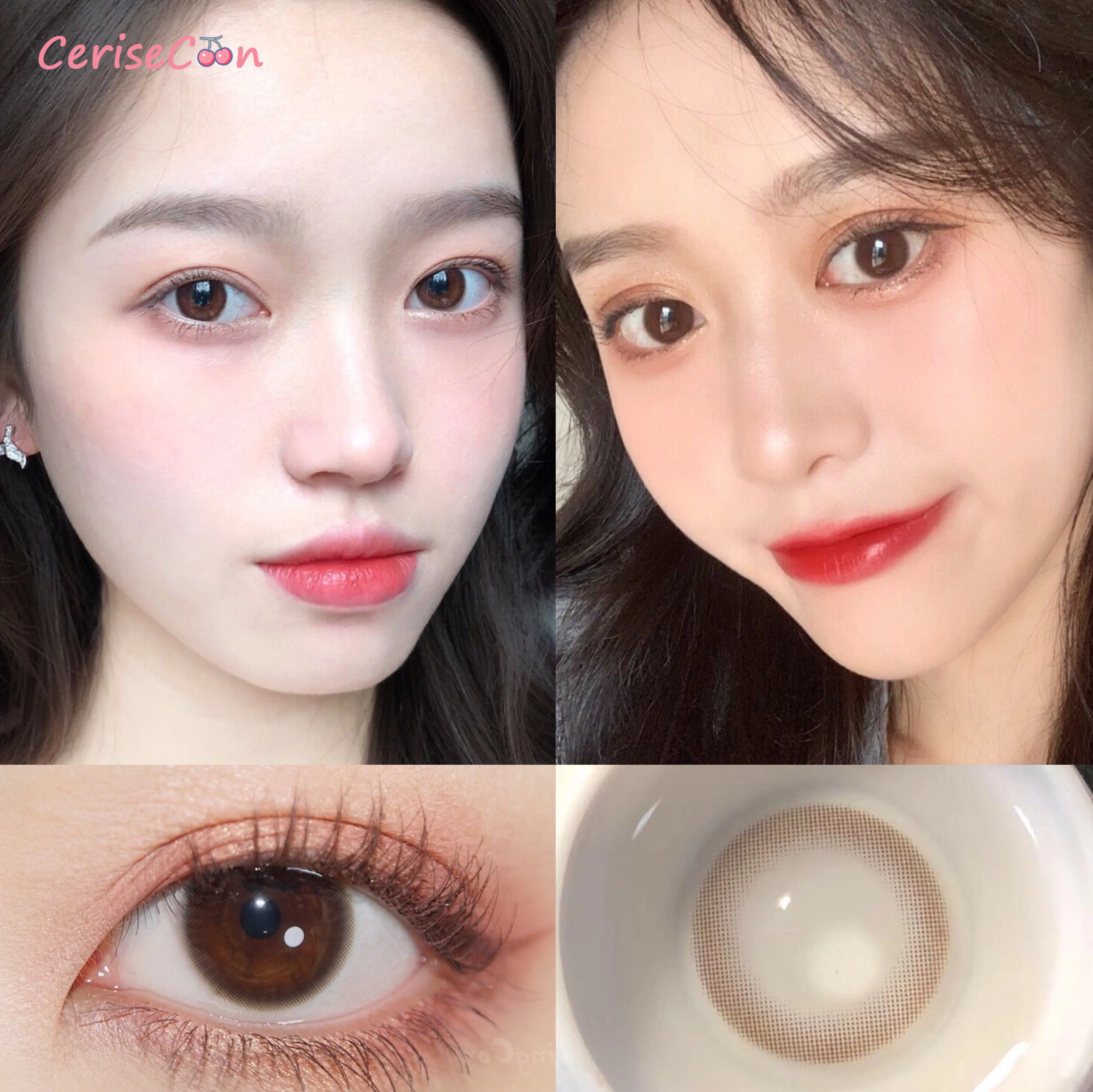 

Cerisecon warm coffee Colored Contact Lenses Cosmetic small beautiful pupil Natural lens for Eyes Myopia prescription degrees