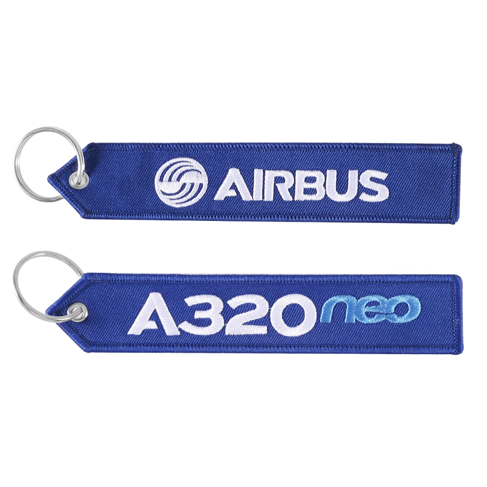 AIRBUS Keychain Double-sided Embroidery A320 key ring for Aviation gifts OEM key fobs Sleutelhanger Strap Lanyard for Mobile 5.0