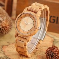 casual nature wood wrist watch handmade maple wooden quartz watches for men luminous hands adjustable bamboo bracelet gifts
