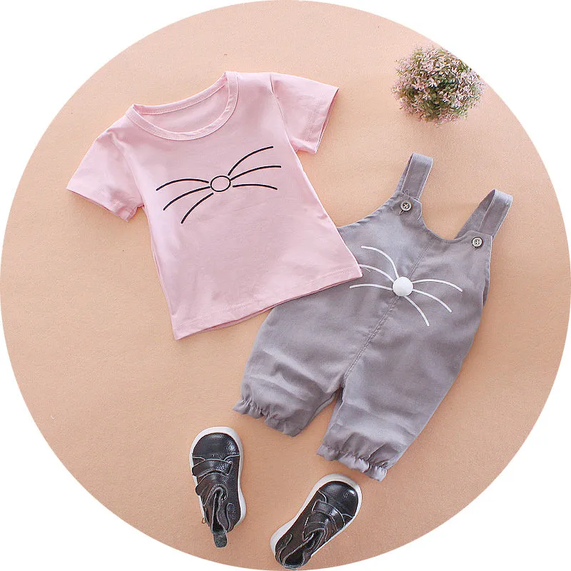 Летняя детская одежда для маленьких мальчиков и девочек Футболка с рисунком кота