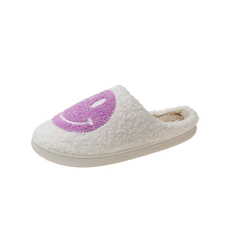 Новинка 2022 зеленые Тапочки с улыбающимся лицом женские зимние теплые закрытые