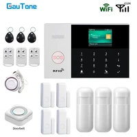 gautone pg105 smart home gsm alarm system with smoke detector doorbell outdoor siren 433mhz wireless remote control safe alarm