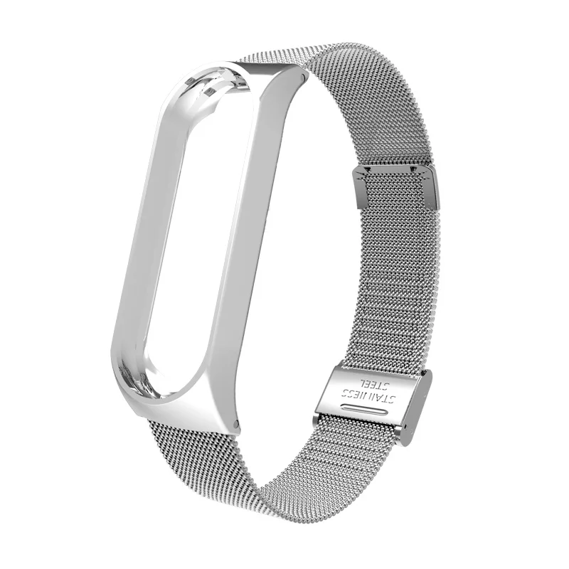 001 Браслет для Xiao mi Band 4 и 3 ремешок из нержавеющей стали Xio mi Xaio mi Xia mi xaomi mi xaiomy металлический браслет для женщин и мужчин - Цвет: 001