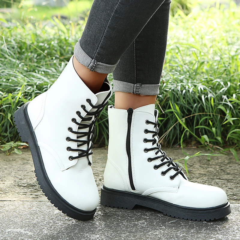

Brand Design Ladies Motorcycle Boots Platform Chunky Heels Zipper Boots Women 2022 Street Casual Party Shoes Woman
