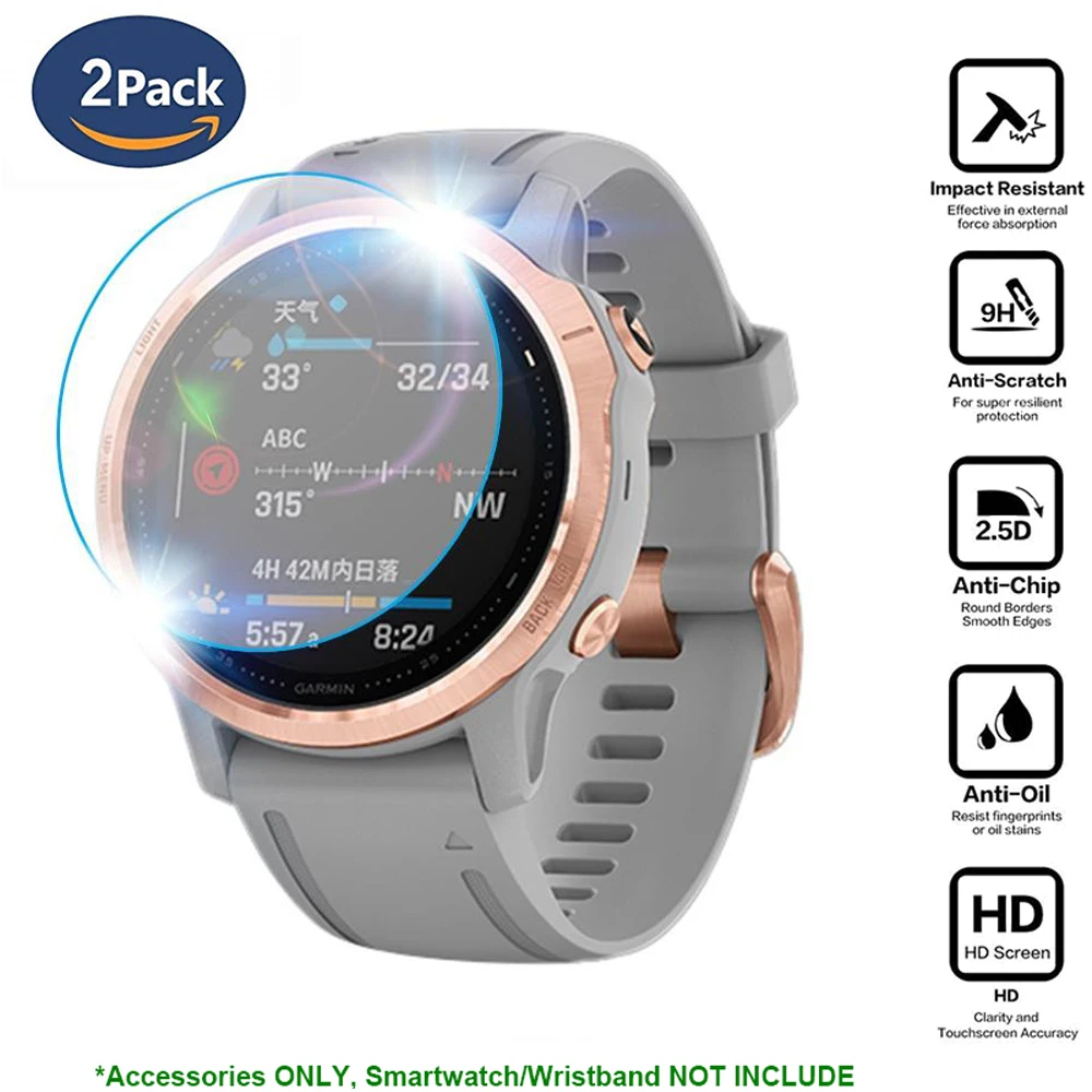 Защитный экран Garmin fenix 6S 6X 6 Pro 5 защитная пленка из закаленного стекла Plus 2 шт.