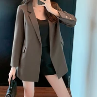 loose elegant korean blazer jacket suit sungtin vintage office lady blazer women with belt black coats casual work ol notched