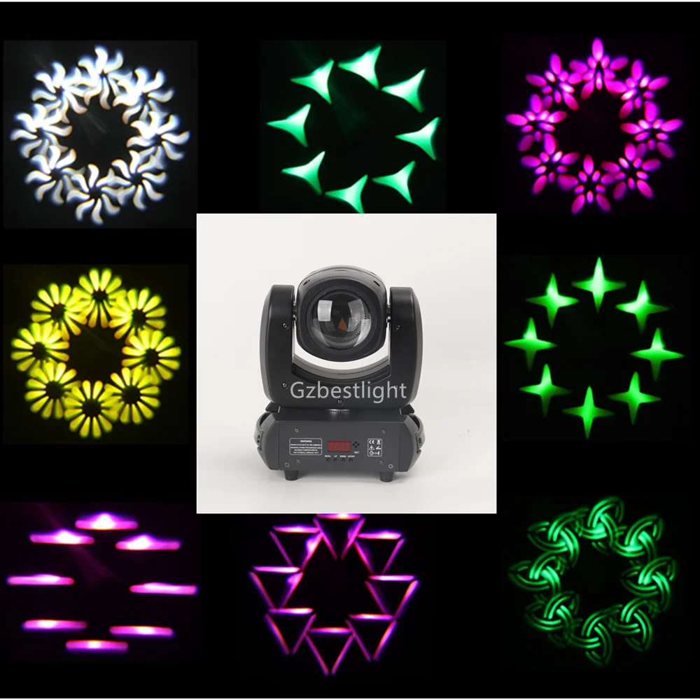 Moving Head 100W Beam Spot Moving Head light beam 100w Pattern light with 8 Rotating Prism Super Bright Adjustable DMX Sound Act