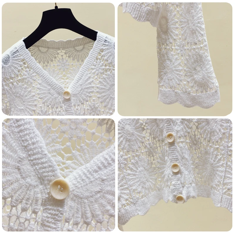 Женская трикотажная рубашка белая короткая однотонная с кружевными