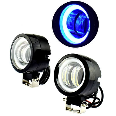 2Pcs-round-blue Рабочие Автомобильные фары 12 В 20 Вт светодиодные мото фары дальнего света Ангел глаз лампа Внедорожник Трактор Лодка прожекторы Автомобильная фара - Цвет: 2Pcs-round-blue