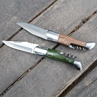 outdoor camping folding knife picnic fruit steak dinner tableware wine bottle corkscrew household tool wooden handle knife