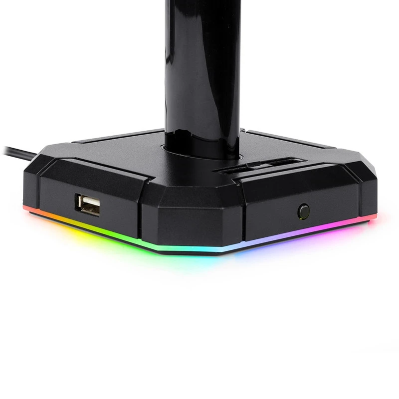 

RGB Headset Stand with USB Port AUX Headphone Stand Holder for Gamers Gaming PC Accessories Desk