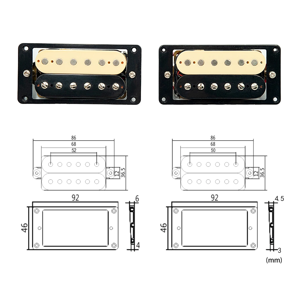naomi elektrische gitarre pickup dual coil humbucker neck bridge set 50mm52mm wschwarz rahmen keramik magnet für st lp style gitarre free glo