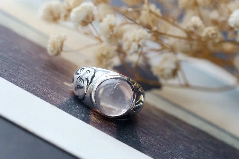 Женское кольцо из тайского серебра 100% пробы с розовым кристаллом | Украшения и