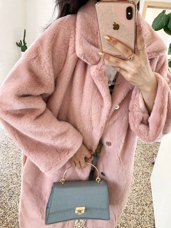 

New Imitation Fur Mink Plush Long-Cut Coat