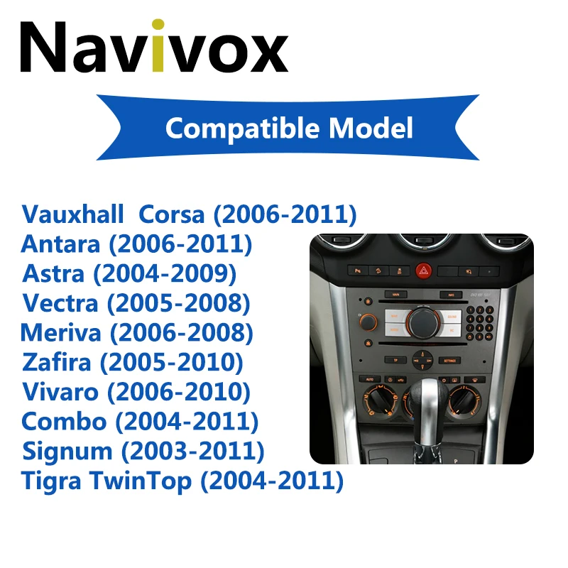 Навигационный мультимедийный плеер Navivox 2Din Android 10.0 DVD GPS для Opel Vauxhall Astra Meriva Vectra Antara Zafira Corsa Agila 7" радио включено.