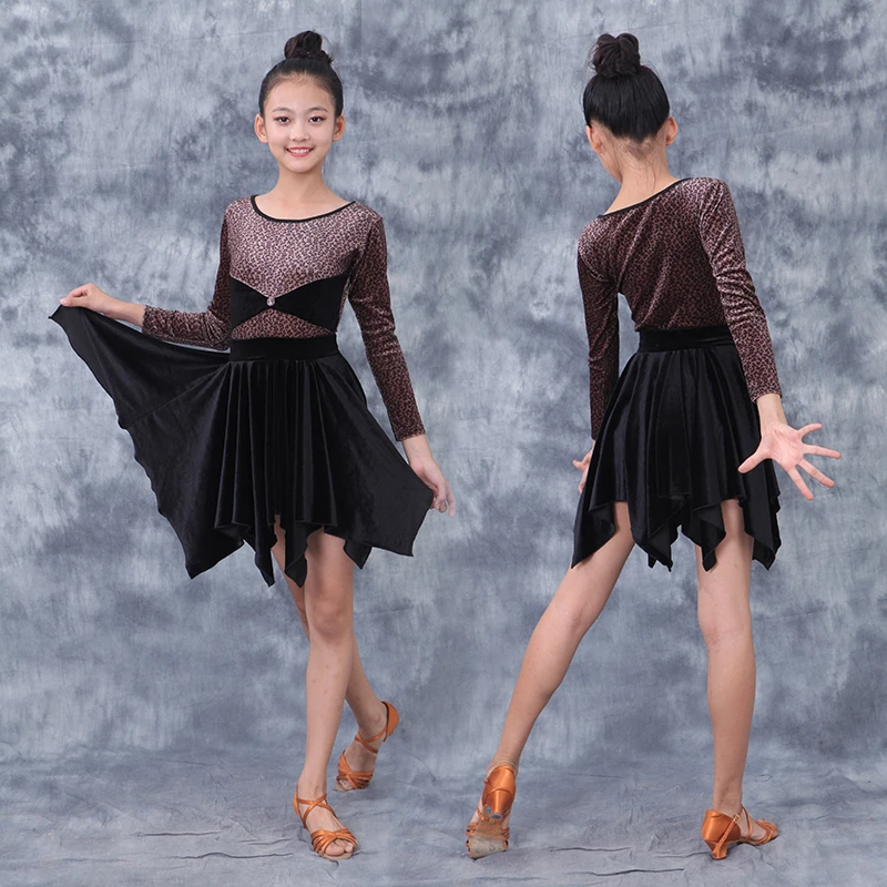 Платье для латиноамериканских танцев девочек Детская одежда бальных Одежда