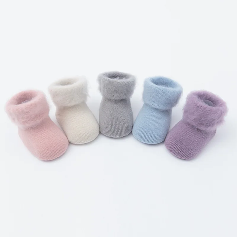 Плотные детские носки для новорожденных пушистые зимние мягкие теплые детей