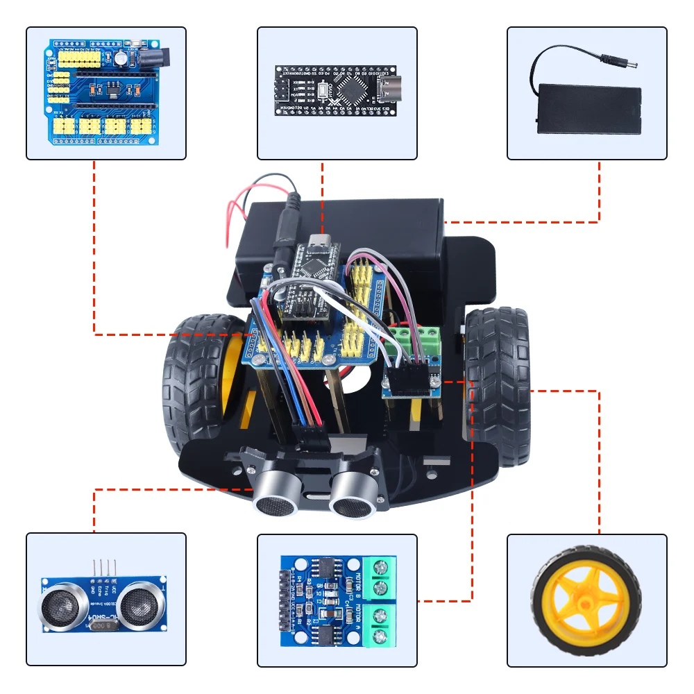 

Zhiyi New Mini DIY Obstacle Avoidance Car V2.0 Smart Car Robot Kit For Arduino