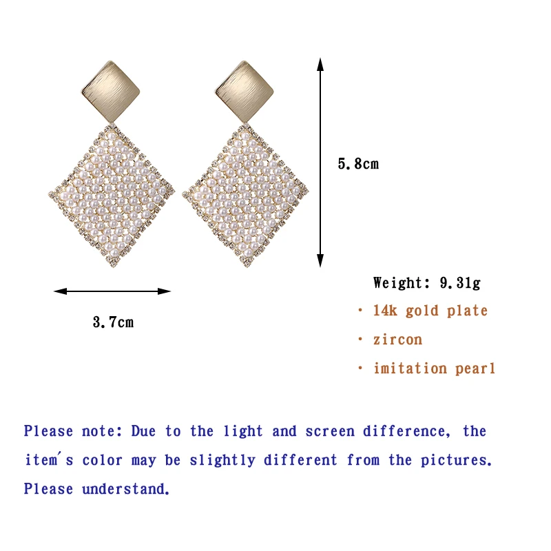 

ONYSS High End Production Gold Plate Big Oval Earrings Pearl Earrings Women 2021 Trend