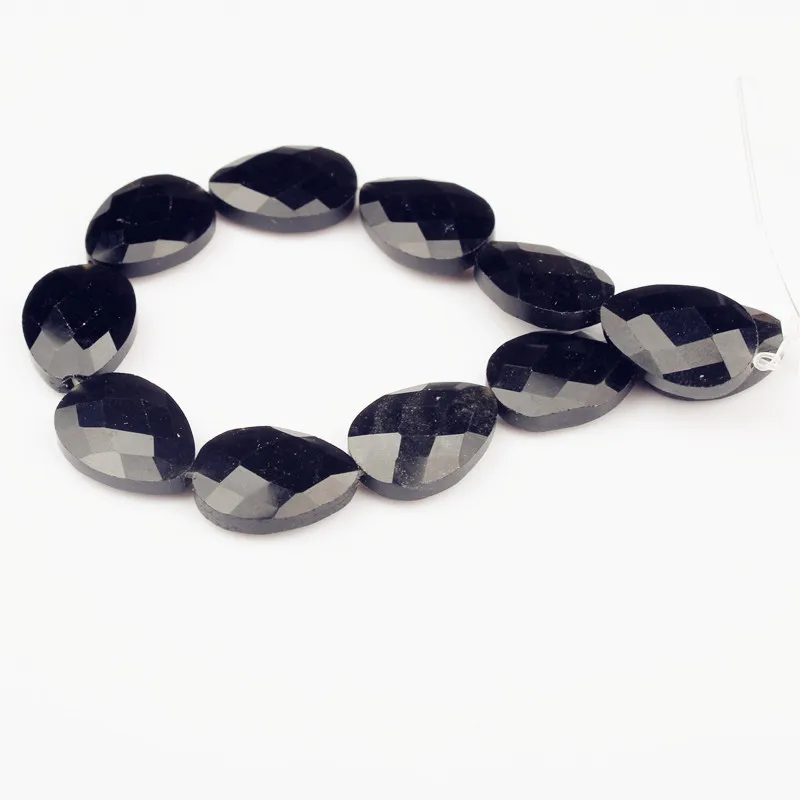 

16 × 16MM Obsidian Natural Gem Round Loose Faceted Beads Flat Beads For Bracelets Necklaces DIY