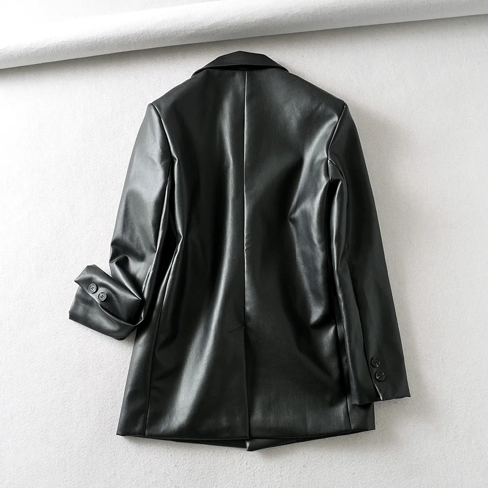 

Loose PU Faux Leather Blazers Women Leather Jacket Coat Brand New Women's Jackets Outerwear Ladies Coats Female Leather Suit