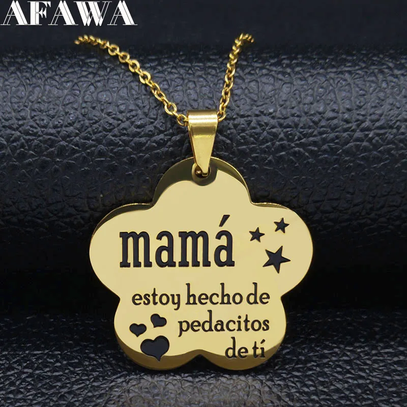 hecho for Boy GD BK Mama, цепочка из нержавеющей стали, ожерелье для женщин, черная эмаль, серебряный цвет, массивное ожерелье, ювелирное изделие, dia de la madre N18132 - Окраска металла: hecho for Boy GD BK