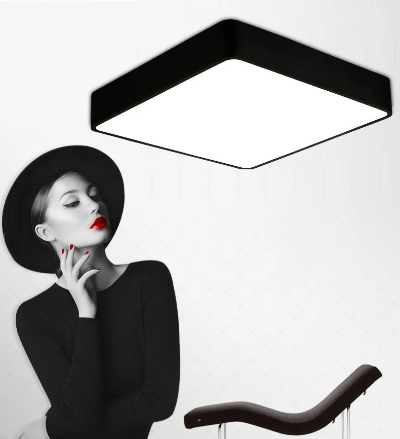 

Современный квадратный светодиодный потолочный светильник, лампа с поверхностным креплением для ванной, цвет белый/черный