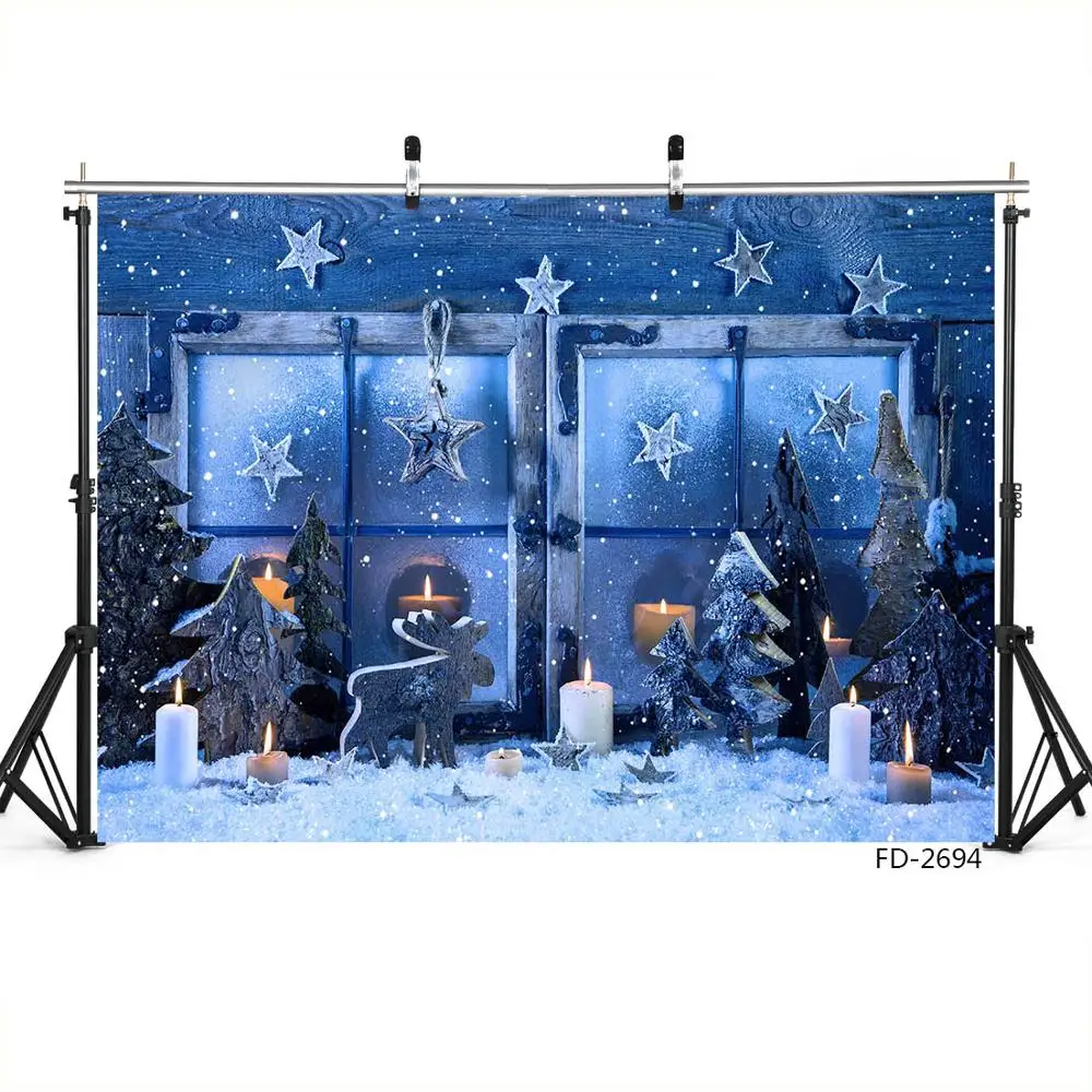 Рождественская елка окно олень подсвечник звезда зима снег украшение для