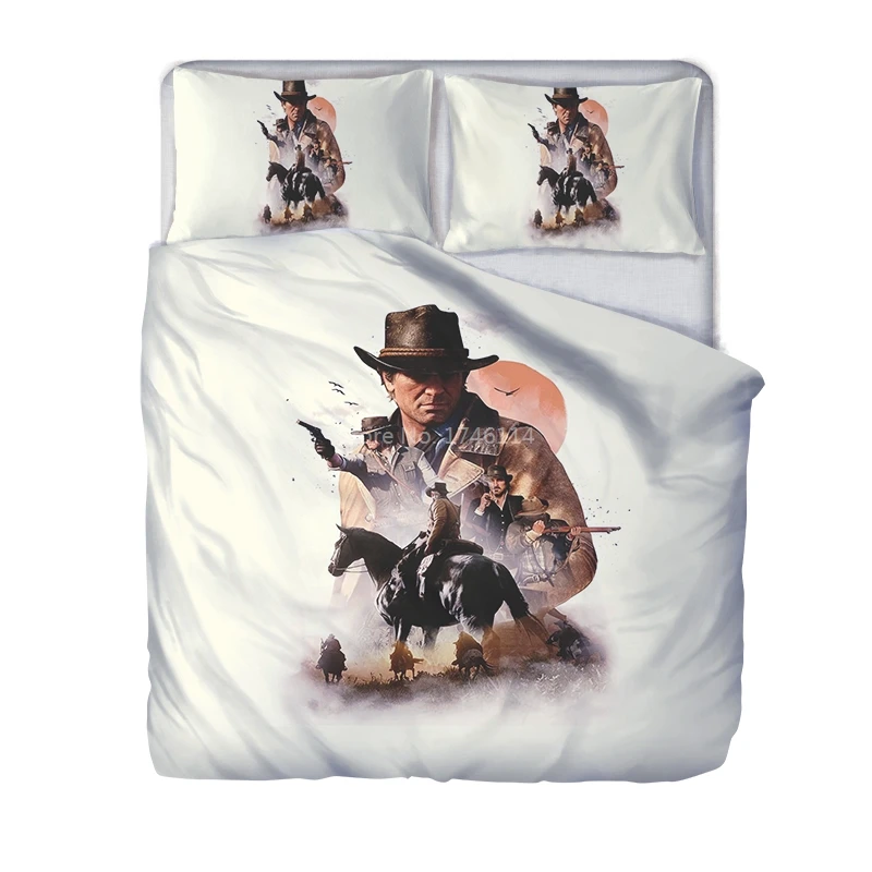 

John Marston 3D Cartoon Queen King Size Bedding Set Red Dead Redemption Game Printed Comforter Cover Set Bed Linens Home Textile