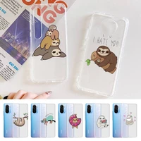 sloth cute animals phone case for xiaomi 10t pro 11 note10lite redmi 5plus 7a 8 k20pro 9a note 9 pro max s 10