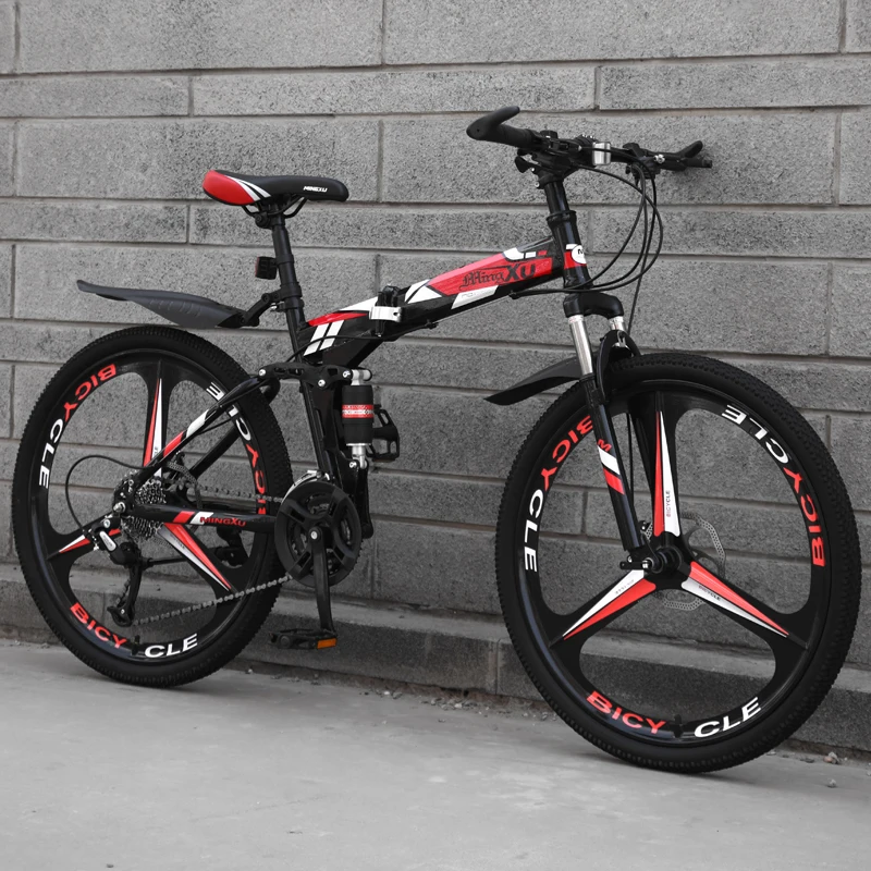 Folding Bike Mountain Bicycle 24/26 inch Off-road Transmission Double Shock-absorbing Racing Student Adult | Спорт и развлечения