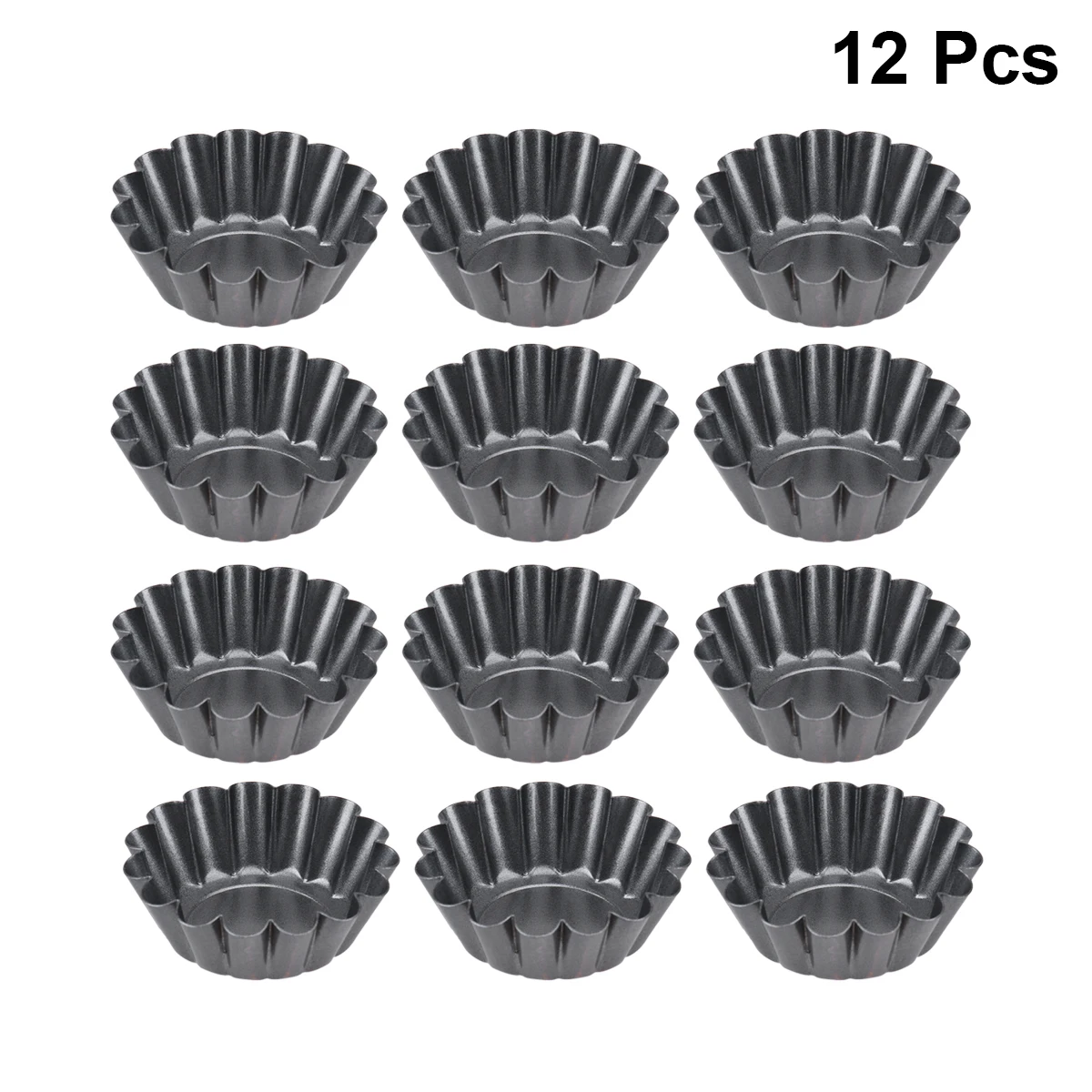 

12pcs non-stick tart pan Carbon Steel Mini egg Tart Pans Reusable Cupcake mold flower cup cake mold Muffin Baking Cup Mold
