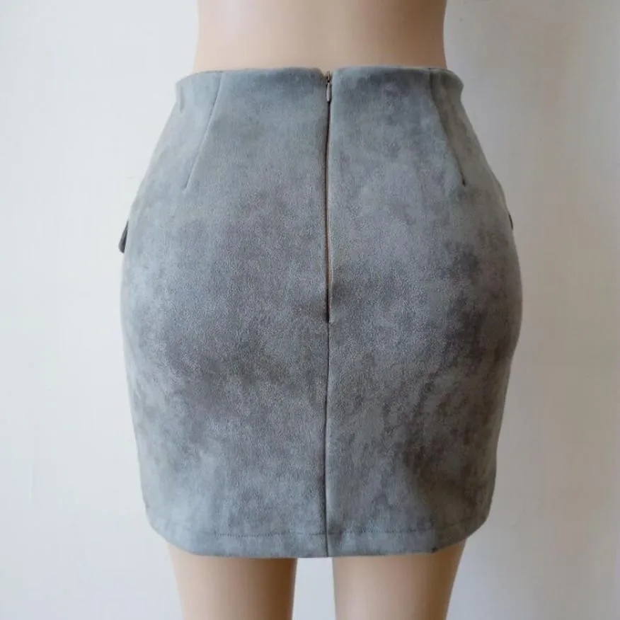 Винтажная Женская бандажная замшевая ткань мини-юбка тонкая бесшовная тянущаяся