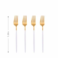 white gold stainless steel dinnerware matte dessert fork complete cutlery set wedding party kitchen tableware set dropshipping