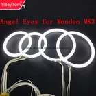 Комплект белых фар YibayTom Ccfl с ангельскими глазами, 6000k, Ccfl, кольца с ореолом для FORD Mondeo MK3 2001 2003 2004 2005 2006 2007
