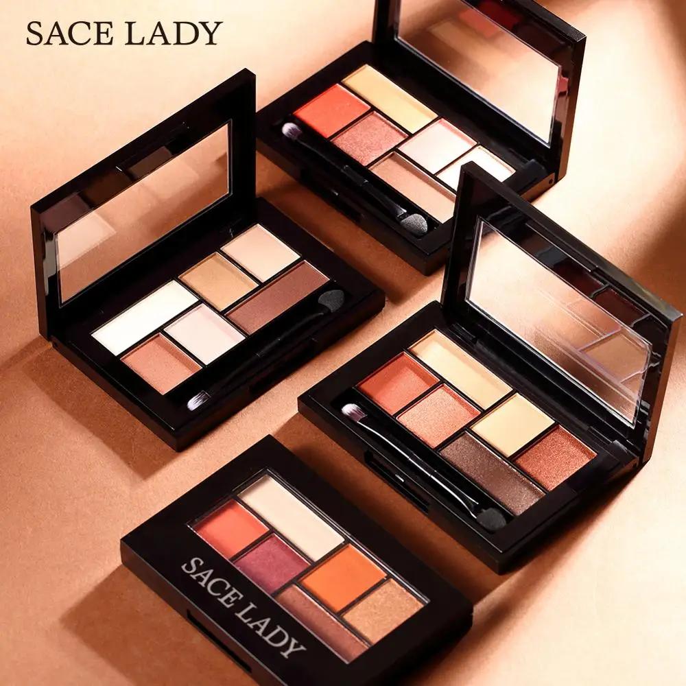 SACE LADY, Обнаженная палитра теней для век, водостойкий пигмент, набор косметики, мерцающий матовый, 6 цветов, палитра теней для век, набор для макияжа с блестками