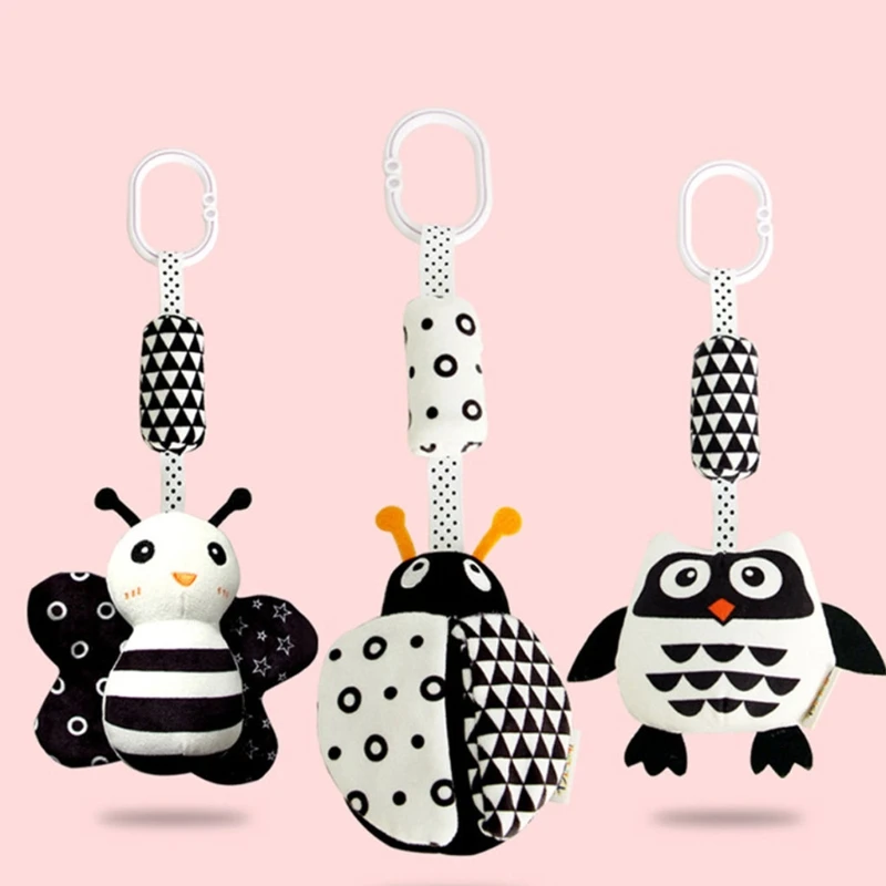 

Cartoon Animal Stuffed Hanging Rattle Toy with Wind Chimes Baby Bed Crib Car Seat Travel Stroller Soft Plush Toys