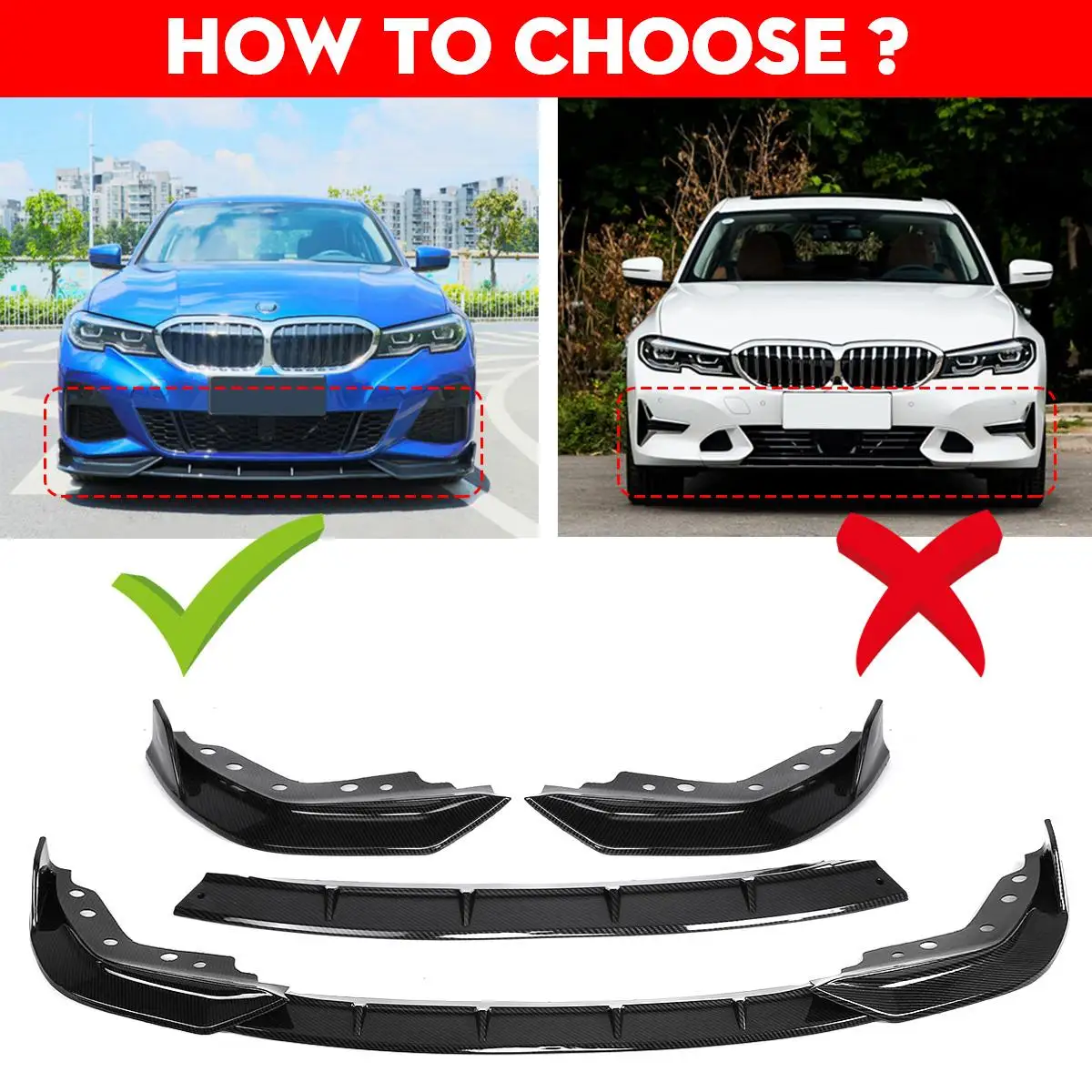 Углеродное волокно внешний вид/Черный Автомобильный передний бампер комплект