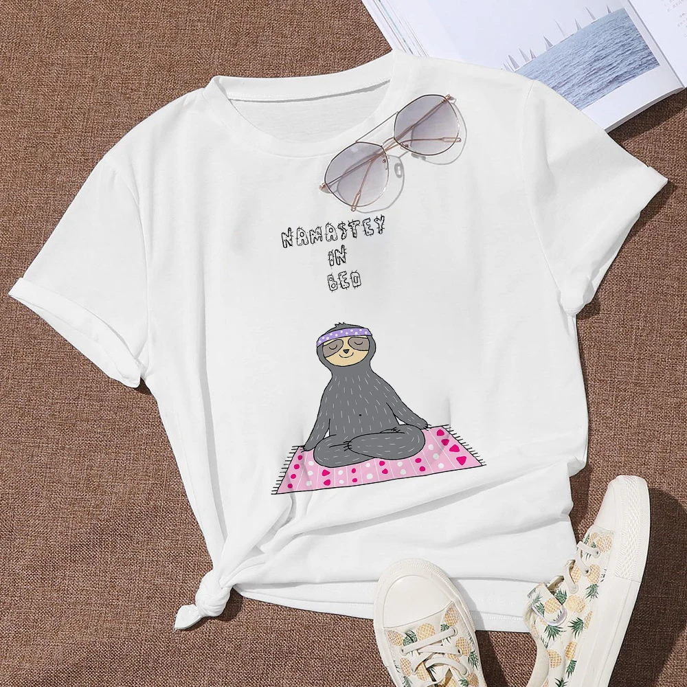 

Summer New Arrivals Women T shirt Funny Sloth Practicing Print Top Tee Daily Casual Clothes Soft Crewneck Tshirt