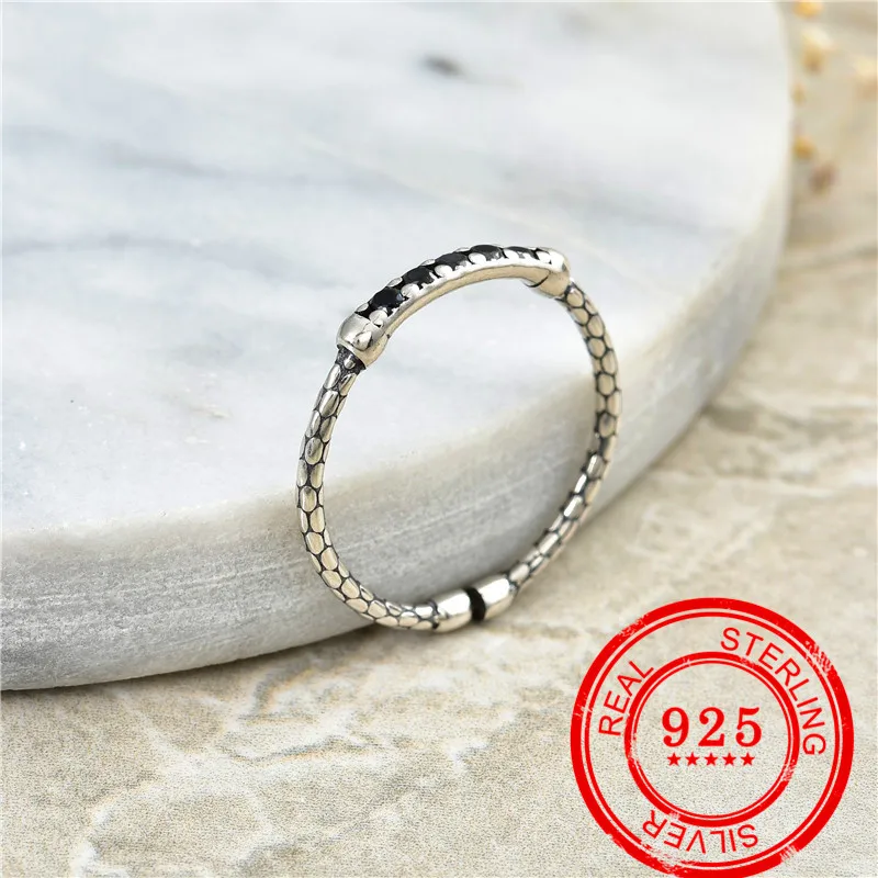 

Fashion jewelry 925 sterling silver ring black zircon retro style ladies party wedding birthday gift silver ring