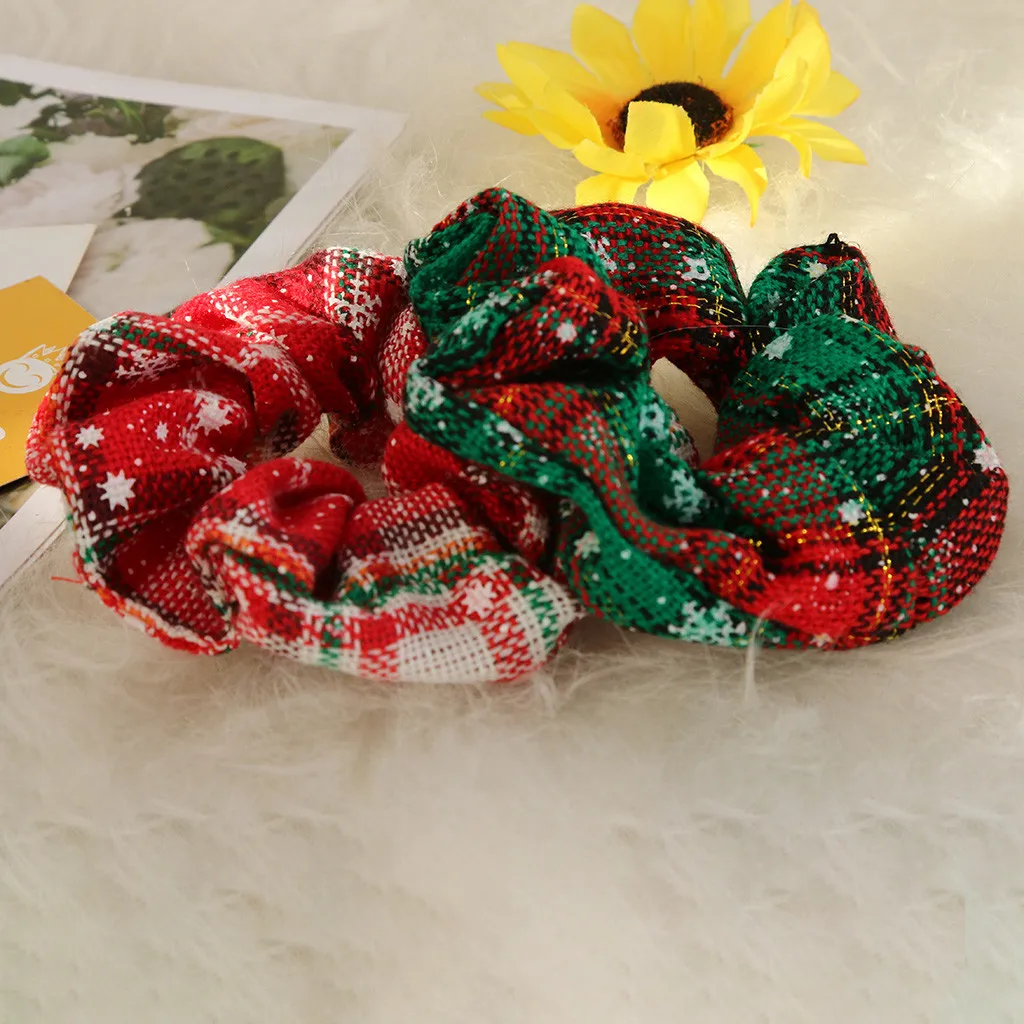 1/6PCS Christmas Scrunchies For Women Girls Elastic Hair Rubber Fashion Ornaments Ring Velvet Ponytail Holder &ampC |