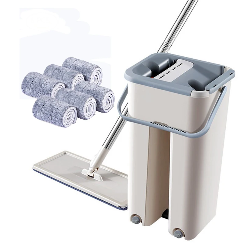 Швабра из микрофибры с ведром тряпка распылителем волшебная для уборки пола без