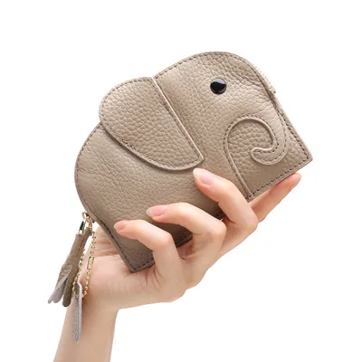 Cartoon Elephant Coin Purse Wallet Key Case 2021 Creative New Women Cute Mini Soft Cowhide Ins Popular Personality Hand Take Bag