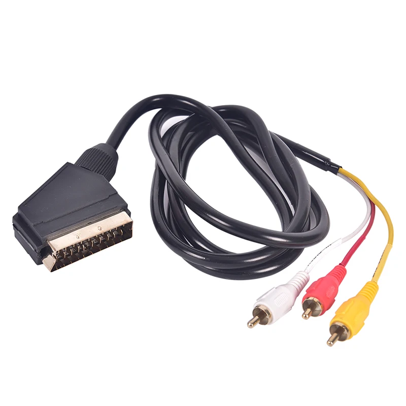 1.5m SCART TO 3RCA Broom Head Wire True Plating Golden Head Public TO Public Wire Audio Cable Patch Board Plug